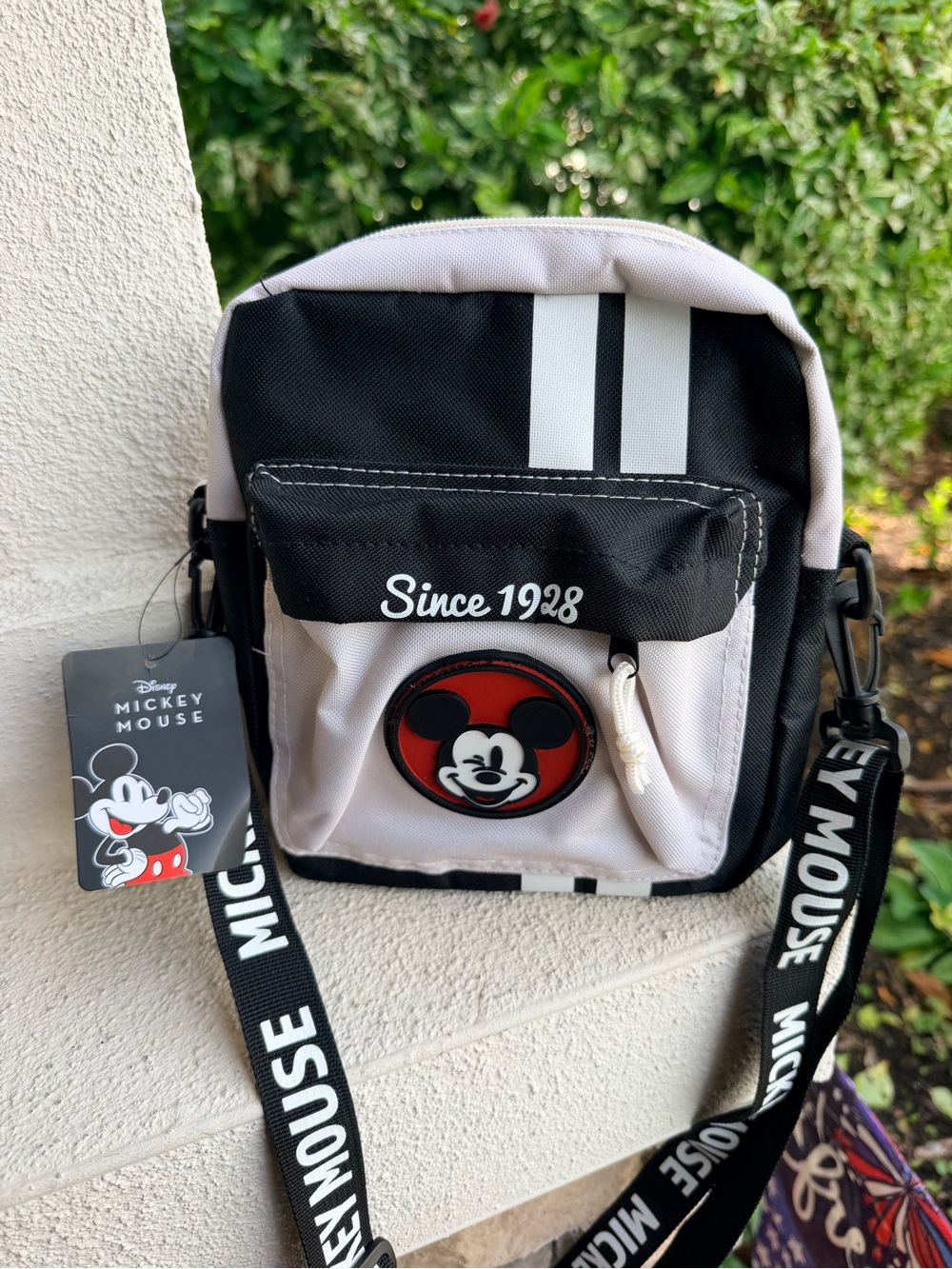 Disney Mickey Mouse Since 1928 Crossbody Mini Messenger Bag NWT Black White